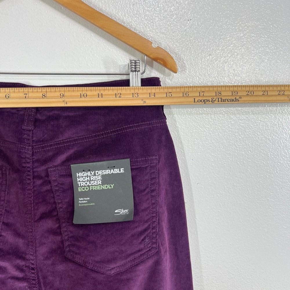 SilverJeans Co Highly Desirable High Rise Trouser Purple Corduroy W29 x L31 NWT - Picture 8 of 10